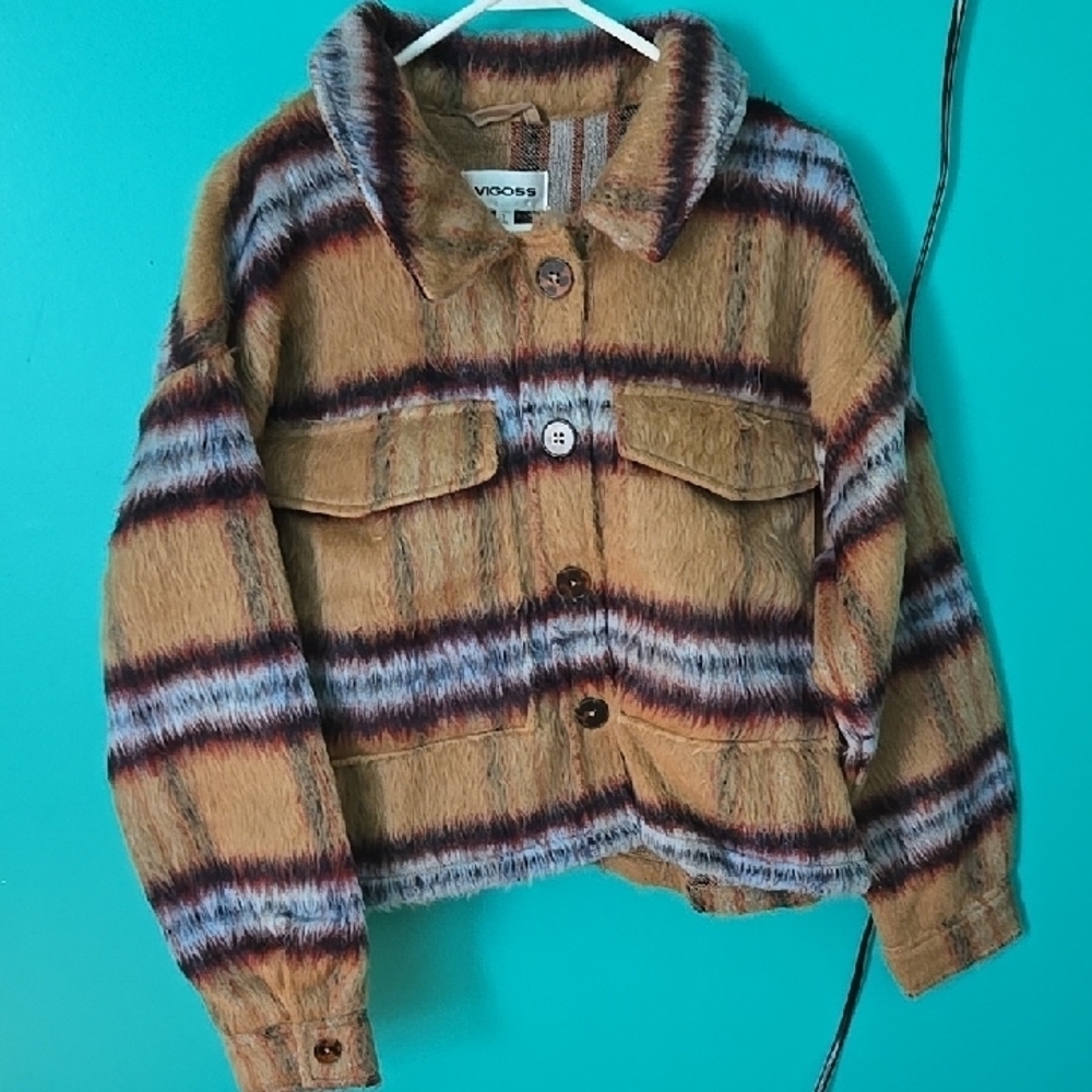 Vigoss Tan Striped Women's Jacket